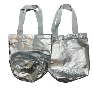Athleta Silver Reusable Gift Tote Bags, Two Bag Bundle